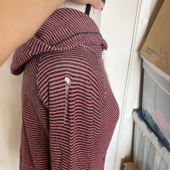 J. Crew Womens Hoodie Sweatshirt Size XS  Striped Drawstring Long Sleeve Flaw - Picture 10 of 16